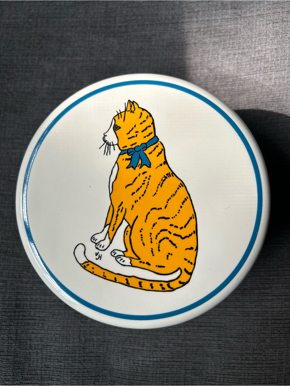 Pfaltzgraff Vintage Ceramic Lidded Trinket Dish Orange Tabby Cat